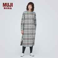 無印良品 MUJI 女式 法蘭絨 立領(lǐng)連衣裙  外套 秋冬穿搭 BC2F9C3A 中灰色格紋 M 160/84A