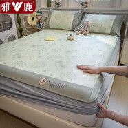 雅鹿冰絲涼席1.5米x2米可機洗冰藤席子雙人家用藤席床笠軟涼席1.8x2米 床笠-盛夏叢林【清涼透氣 裸睡】 三件套 涼席+枕套 180cm*200cm