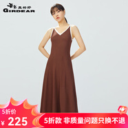 哥弟真的好（GIRDEAR）女裝拼色前后V領(lǐng)吊帶針織連衣裙A500123 A500255 焦糖 XL (5碼)