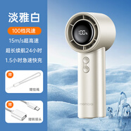 蒙奇奇【壓縮制冷】手持小風(fēng)扇超高速?gòu)?qiáng)力小空調(diào)迷你便攜式隨身風(fēng)扇夏天戶外降溫渦輪增壓大風(fēng)里電風(fēng)扇 【淡雅白】20m冰感颶風(fēng) 24小時(shí)超長(zhǎng)續(xù)航 4000mAh
