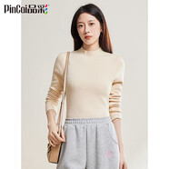 品彩（PinCai）加絨加厚針織衫女毛衣打底衫半高領(lǐng)長(cháng)袖純色一體絨 PW27ZS2