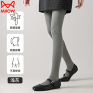貓人（MiiOW）灰色打底褲女春夏季薄款外穿微壓顯黑色不掉檔秋冬薄絨連褲襪 豎紋[淺灰連] 1條 M 薄絨款適合10℃-20℃秒變漫畫腿