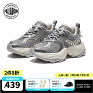 帕拉?。≒ALLADIUM）珍珠老爹鞋花瓣鞋休閑鞋復古時尚潮流女鞋子94547 灰/白/灰 38