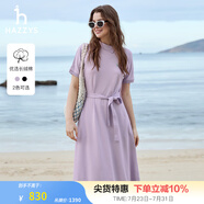 哈吉斯（HAZZYS）女裝 夏款斜領(lǐng)氣質(zhì)時尚女針織連衣裙AQWSE03BF02 淺紫色LA M (160/84A 38)