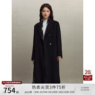 自巧（ZIQIAO）小個(gè)子正肩100%全羊毛雙面呢大衣女2023冬季新款毛呢西裝外套 星空黑 S (3碼)