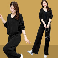 夏典素訂女王（SE.PSTP）早秋季感職業(yè)套裝褲2025新款春秋氣質(zhì)休閑兩件套時(shí)尚洋氣減齡 黑色 S