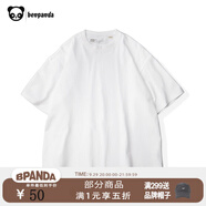 熊貓·本（ben.panda）純色短袖t恤男寬松圓領潮體恤衫夏純棉情侶半袖打底衫衣多穿 白色 S