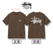 斯圖西（stussy）stuss美潮斯圖骰子轎車女郎印花logo字母男女同款情侶短袖T恤上衣 咖啡色基礎(chǔ)款 M