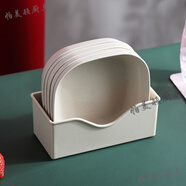 帕美頓歐式家用塑料加深吐骨碟垃圾盤(pán)桌面小盤(pán)子骨頭碟方形耐摔零食盤(pán)碟 加深方碟米色5個(gè)裝【帶米色底座】 14.3cm