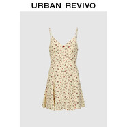 UR2025春季新款女裝復古碎花V領(lǐng)短款吊帶連衣裙UYL750022