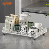 家佰利杯架置物架杯子收納瀝水架多功能茶具托盤(pán)家用客廳雙層茶杯架子 ins亞克力托盤(pán)【透明中號】