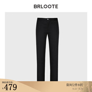 巴魯特（Brloote）男士黑色休閑褲微彈修身簡約商務(wù)百搭長褲秋冬 黑色 175/86A