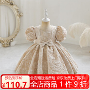 鸞雀翔一周歲女寶寶禮服紅色裙子兒童公主裙周歲禮服花童連衣裙幼童衣服 香檳連衣裙 90碼建議身高85-95體重22-27斤