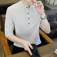 費(fèi)洛仕男士七分袖t恤棉夏季新款7分袖半袖圓領(lǐng)衣服中國(guó)風(fēng)潮流中袖體恤1 7899白色 XL