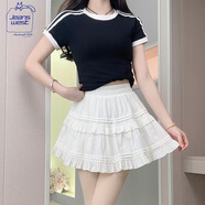 JEANSWEST CLUB真維斯芭蕾風(fēng)蛋糕裙短裙女甜美花邊荷葉邊高腰A字半身短裙