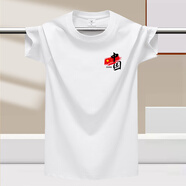 賓宇兄弟（BINYUXD）八一建軍節(jié)短袖t恤戰(zhàn)友退伍聚會(huì)紀(jì)念體恤定制團(tuán)體周年純棉文化衫 小紅旗白色 S 【適合：75-95斤】