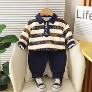 圓圓米米嬰兒套裝春裝男春秋裝兩件套1歲男女寶寶2衣服3秋冬季洋氣4加厚裝 YH253205兩件套藏青色 120 碼適合110-115cm約5-7歲