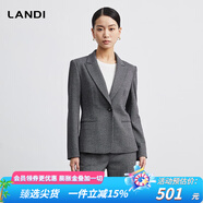 藍(lán)地（LANDI）【總監(jiān)衣櫥】深灰細(xì)格紋收腰西裝外套女年秋冬新款西服 深灰色 M