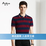 ARTAO/雅濤男裝夏季短袖T恤男純棉條紋商務(wù)翻領(lǐng)T恤 紫色 54/2XL