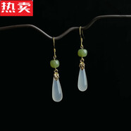 甜晰港澳輕奢高端品質(zhì)古風(fēng)耳飾女春夏和田玉耳環(huán)清冷新中式耳墜漢服朋 金色【耳夾款適合無(wú)耳洞】和田綠