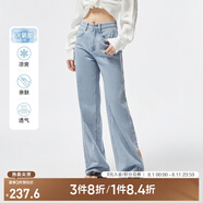 ONLY夏季涼感冰氧酷高腰顯瘦直筒褲牛仔褲女|124232025 J32 210洗水牛仔藍 S (160) 64A