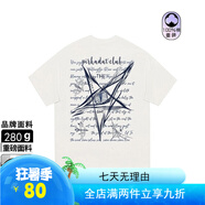 ICONS LabICONSLAB印花美式高街潮牌短袖t恤男女夏季新款寬松情侶半袖上衣 重磅260g白色T恤【前后五角星眼睛字母】 S  【建議70-90斤】