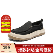 森達男鞋春夏一腳蹬平底休閑鞋舒適透氣布鞋男V7R13BM3 黑色JDZ28BM5 39