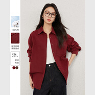 梵希蔓波爾多紅倒立口袋設(shè)計(jì)感襯衫女2025年春季新款純棉開衫上衣 A0370 波爾多紅 L