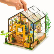 若態(tài)DIY小屋微景觀小房子書(shū)架立體拼裝模型娃屋手工制作山姆書(shū)店 凱西花房工具led燈