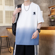 花花公子（PLAYBOY）2025新款夏季短袖t恤男孩初中高中學(xué)生寬松上衣服青少年大童夏裝 白色 M