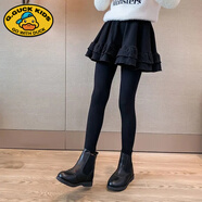 G.DUCKKIDS小黃鴨女童打底褲裙褲秋冬外穿洋氣新款女孩大童韓版假兩件褲裙兒 黑色 假兩件裙褲 140 cm