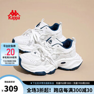 KAPPA卡帕老爹鞋女鞋2025夏季新款潮流百搭情侶休閑鞋復(fù)古運(yùn)動(dòng)鞋子女 經(jīng)典白/海昌藍(lán)（46CJ） 36 偏小半碼