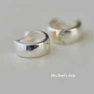 沈太太925純銀基礎款百搭光面小耳扣 新款日韓現(xiàn)貨女 925銀光面大耳扣（2只）