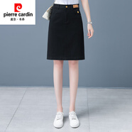 皮爾卡丹（pierre cardin）休閑半身裙女2025新款夏季薄款高腰純棉直筒A字裙中長款包臀短裙 黑色 XL 29