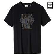與狼共舞（DANCING WOLVES）25夏時尚刺繡高棉休閑T恤簡單休閑男士短袖 黑色 M