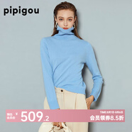 皮皮狗 兩翻領(lǐng)套頭 打底羊絨衫基礎(chǔ)新款打底羊絨針織衫女士內(nèi)搭毛衣 502淺天藍 M /100