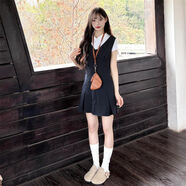 AFTER MONDAY韓系學院風V領(lǐng)無袖背心連衣裙女學生翻領(lǐng)白襯衫套裝 【單件】白色襯衫 S