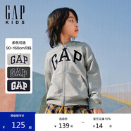 GAPGap男幼童2025春季新款經(jīng)典大logo拉鏈連帽衛(wèi)衣兒童裝美版744384