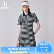 HAZZYS哈吉斯女裝 夏季款女士格紋復(fù)古A擺連衣裙女AQWSE0BBE11 藏青色NV XL (170/92A 42)