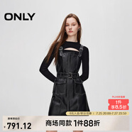 ONLY春夏復(fù)古風(fēng)長袖套裝收腰PU短裙連衣裙女|12437Y006 H1Z 黑色 L (170) 88A