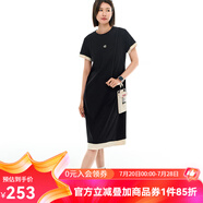 雲(yún)上生活【追風(fēng)】假兩件拼色直筒連衣裙女2025夏季中長(zhǎng)裙L0447 經(jīng)典黑 L （建議115-130斤左右）
