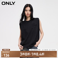 ONLYONLY夏季時(shí)尚簡(jiǎn)約圓領(lǐng)刺繡寬松背心無(wú)袖T恤女|124101084 H1Z 黑色 M 165/84A