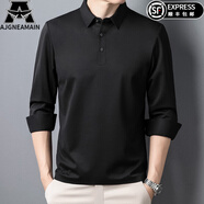 AJGNEAMAIN意大利輕奢長(zhǎng)袖t恤男春季商務(wù)休閑中青年百搭免燙無(wú)痕體恤 AC999-黑色【無(wú)痕舒適】 3XL 190/104A【建議175-185斤】