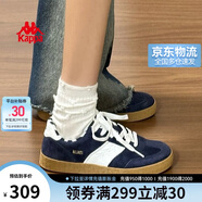 卡帕（Kappa）官方背靠背德訓(xùn)鞋男女鞋情侶同款復(fù)古低幫板鞋百搭休閑鞋 黑白 37