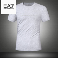 EMPORIO ARMANI EA7阿瑪尼2025夏季新款男短袖t恤純棉大碼半袖男裝純色白體恤 A1927灰色 M 建議【100-120】斤