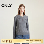 ONLY ONLY2024秋季新款含羊毛學(xué)院風(fēng)套頭翻領(lǐng)寬松針織衫女|124313028