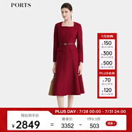 PORTS女裝2024早秋新款連衣裙ALT9D037UFQ028 紅色 M (6)