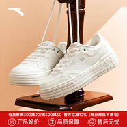安踏（ANTA）板鞋女2025秋季新款厚底低幫小白運(yùn)動(dòng)鞋 象牙白-1 37.5 (女6.5)