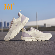 361°運動鞋女鞋夏季輕質(zhì)網(wǎng)面透氣休閑健身戶外慢跑鞋舒適減震跑步鞋 羽毛白/淺灰紫 37
