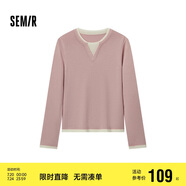森馬（Semir）森馬毛衣女短款假兩件含羊毛針織衫24冬新款保暖內(nèi)搭109724107015